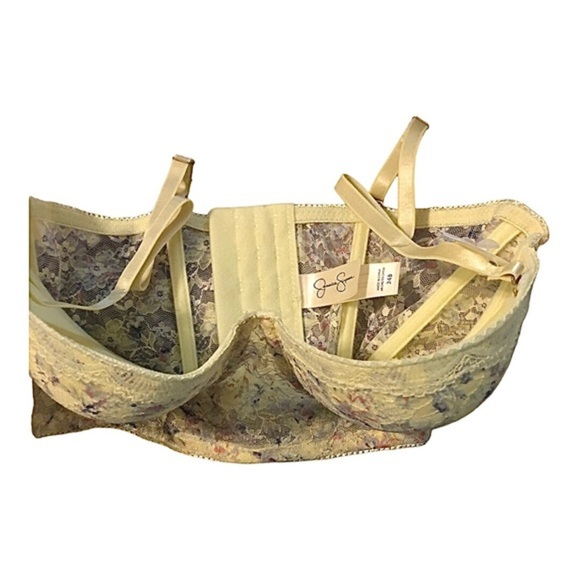 Jessica Simpson yellow sexy Lace underwire bustier look convertible Bra size 34B - Picture 7 of 12